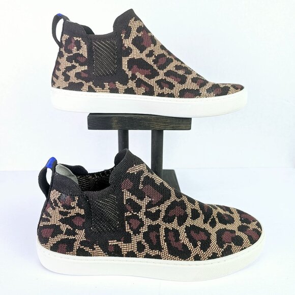 Rothy's Wildcat Leopard Animal Print Chelsea Sneaker Trainers, Sz 9 - Picture 3 of 11